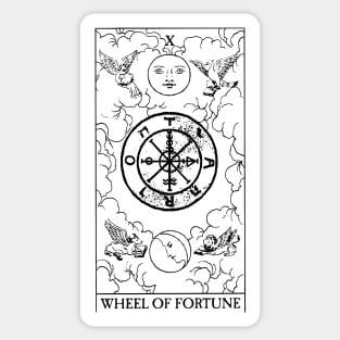 Wheel of Fortune - Black and White Tarot Card Sticker